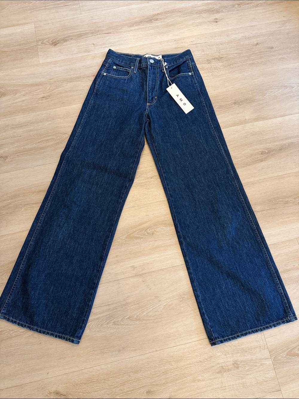 AMO Frida Denim Dark Blue Wide-Leg High-Rise Jeans - Picture 5 of 6